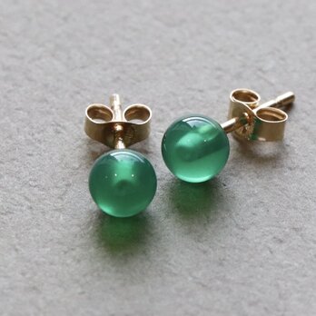 14Kgf グリーンオニキス まち針ピアス  --Berry Pin--の画像