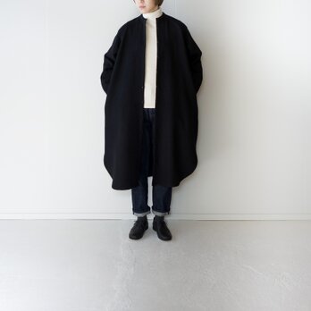 compressed wool/ long shirt one piece/black