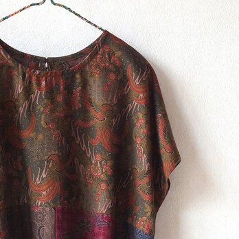 柿渋重ね染めバティックの秋色チュニック