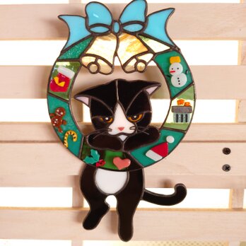 2021Xmasリース ぶ〜らぶ〜ら猫さん ピンク鼻ちゃん