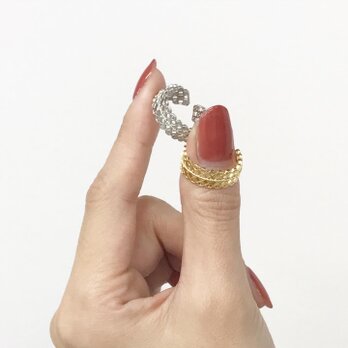 【選べる2色】繊細なダイヤモンドフリーサイズリング、指輪の画像