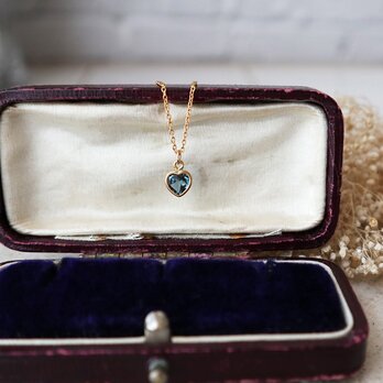 【14kgf】宝石質ロンドンブルートパーズ一粒ネックレス(ハートファセットカット)＊11月誕生石の画像