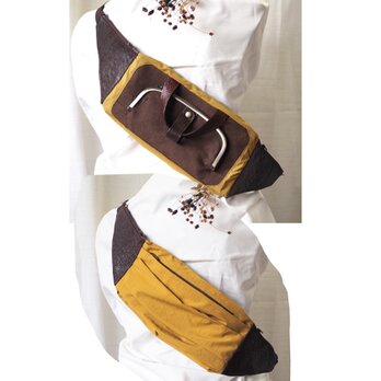 2wayボディバッグ　帆布BR×撥水ナイロン　カラシ色×馬革の画像