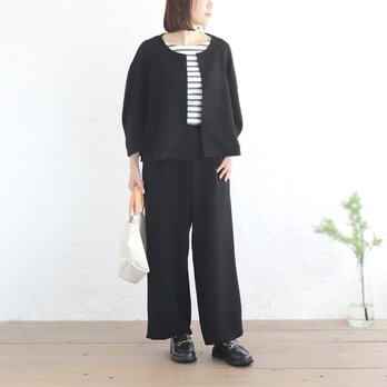 洗える とろみ素材×コクーン袖で体型カバー お得なパンツスーツ ブラックフォーマルセット