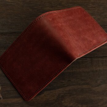 【イタリアンレザー】プエブロ+マヤ　手縫い二つ折り財布　レッドブラウンの画像
