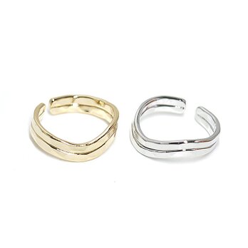 【選べる2色】Curved Duo Lineリング、指輪の画像