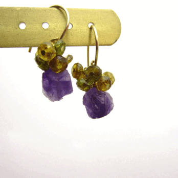 14kgf　アメジスト＆トルマリンピアス