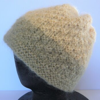 草木染毛糸の手編み帽子　ＡＤ-288の画像