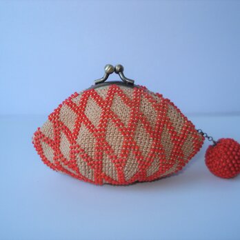 Beaded Purse --Caramel Orange-- 格子の画像