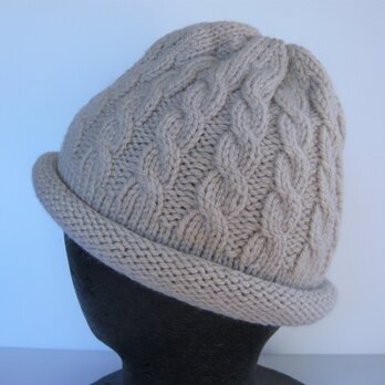 草木染毛糸の手編み帽子　ＡＤ-300の画像