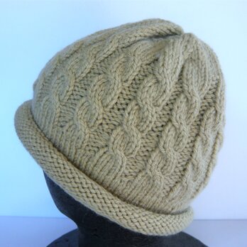 草木染毛糸の手編み帽子　ＡＤ-301の画像
