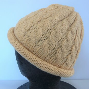 草木染毛糸の手編み帽子　ＡＤ-302の画像
