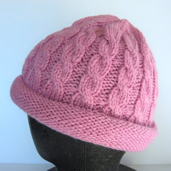 草木染毛糸の手編み帽子　ＡＤ-303の画像