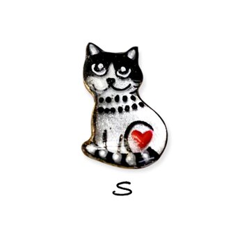 猫のピカピカブローチ　S　(シルバー)の画像