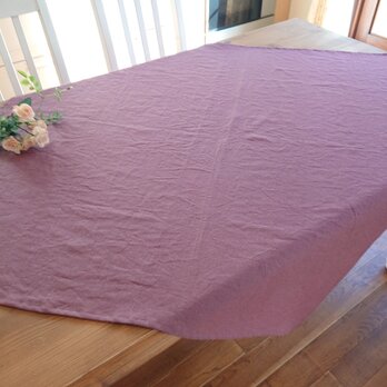 洗い込まれたアンティーク風ラミーリネンのテーブルクロス 100cm×100cm グレーローズの画像
