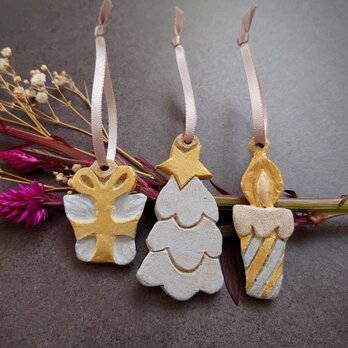 クリスマスオーナメントセット（アイスブルー）陶土