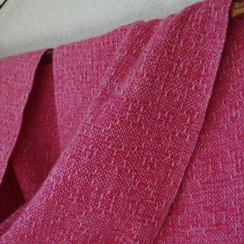 手織りカシミアマフラー・・ピンクの花の画像
