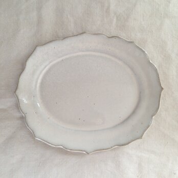 稜花リムオーバルプレート(アンティークホワイト)