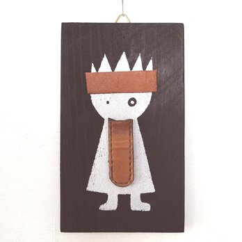 革鎧をつけた小人兵隊のウッドアート オブジェ 木工 木雑貨 妖精 No17の画像