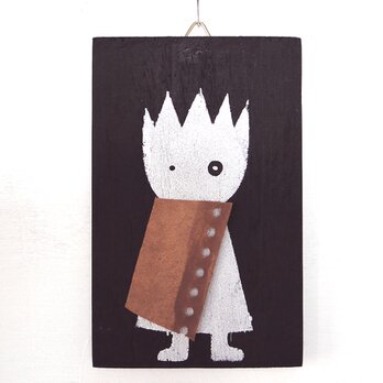 革鎧をつけた小人兵隊のウッドアート オブジェ 木工 木雑貨 妖精 No15の画像