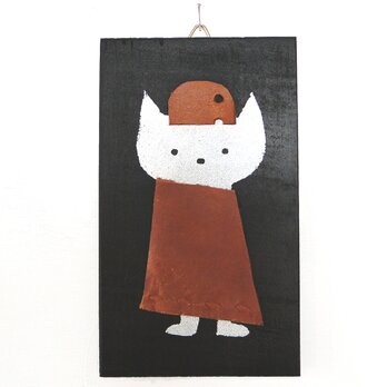 革鎧をつけた猫の小人兵隊のウッドアート オブジェ 木工 木雑貨 妖精 No10の画像