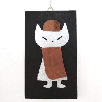 革鎧をつけた猫の小人兵隊のウッドアート オブジェ 木工 木雑貨 妖精 No9の画像