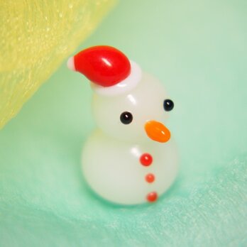 雪だるまのミニミニオブジェ　クリスマスぼうしの画像