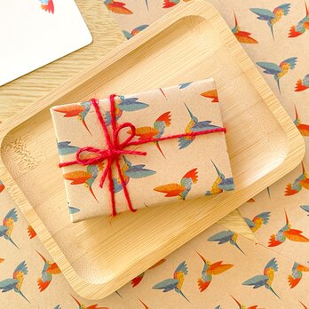 ハチドリの包装紙〈10枚入〉A4サイズ ラッピング デザインペーパー ブックカバー 動物 鳥 グッズ 雑貨 おしゃれの画像
