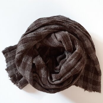 無染色 yak wool shawl 〈チェック柄〉の画像