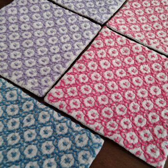 手縫い☆刺し子のコースター5枚セット（受注生産）の画像