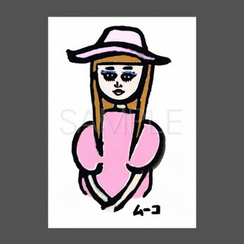手描き絵画（原画） ピンクノオンナノヒトの画像