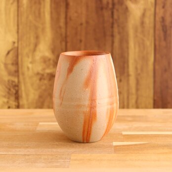 備前焼　たまご形のフリーカップ（中）【緋襷】【B】【陶器・コップ・グラス】の画像