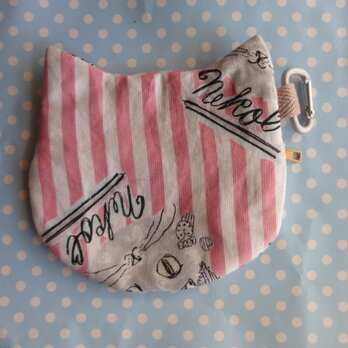 ピンクのミニ猫耳ポーチ（送料無料）の画像