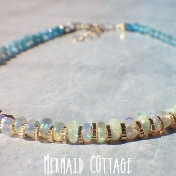 *14Kgf* Opal Ocean Ombre Bracelet　オパール＆アパタイト☆アジャスターの画像