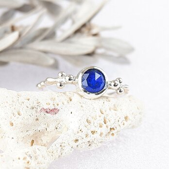 ラピス×クリスタルの粒飾りリング　11.5号 (再販）