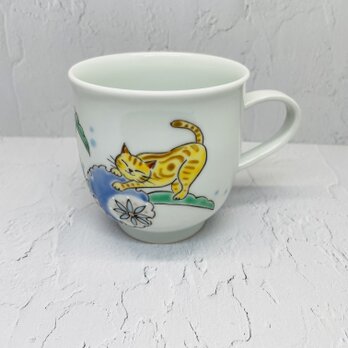京焼　雪輪と猫　マグカップの画像