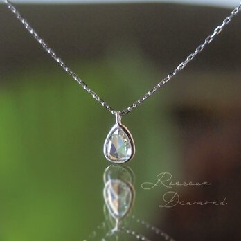 シンプルな一粒ダイヤのプラチナネックレス　ローズカットダイヤモンド NO.1　華奢　しずく　雫　ドロップの画像