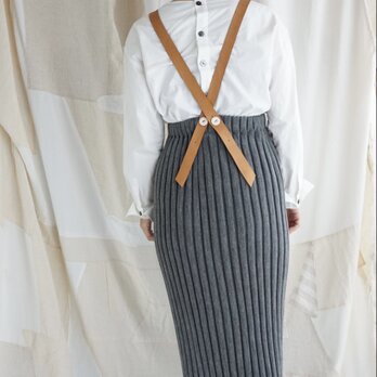 ●一点もの● leathersuspender ribknit skirtの画像