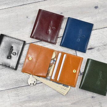 栃木レザー 薄い蓋のない財布 四角い コンパクト財布 ミニ財布 二つ折り財布 ギフト 財布 キャメル JAW020の画像