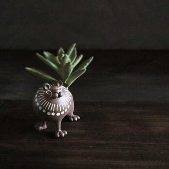 ライオン/茶（小）植木鉢の画像