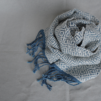 organic cotton muffler_handwoven/little diamondの画像