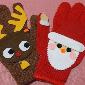 サンタクロース＆トナカイの手遊びセット（手袋シアター）の画像