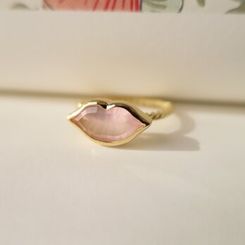 Ｋ18 Rose quartz Lip Ringの画像