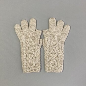【受注制作】手袋アルパカ×ラムウールオフホワイトベージュ系の画像