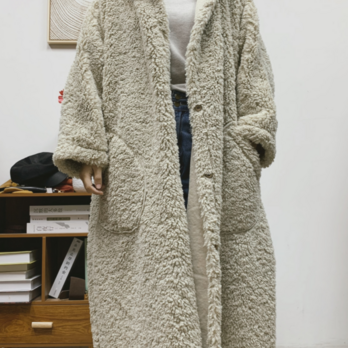 【秋冬コート】多色 フード付きファーコート レーディスの画像
