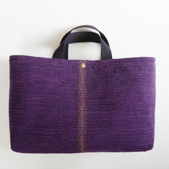 裂き織りのバッグL横長  紫の画像