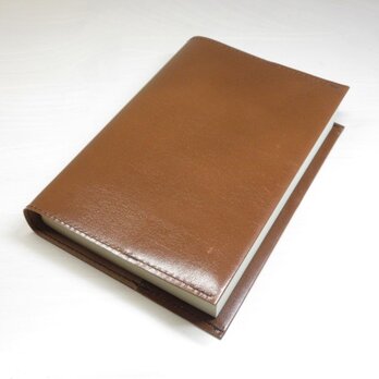 文庫本サイズ・スムースゴート・ブラウン・一枚革のブックカバー0617の画像