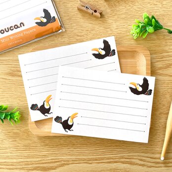 オオハシの一筆箋〈30枚入〉横書き ミニ便箋 手紙 ギフト メッセージ 伝言メモ 動物 鳥 可愛い シンプル 文房具の画像