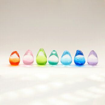 ガラスのプチオブジェ「虹の雫」 七色セットの画像