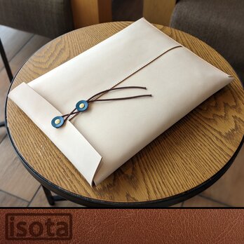 レザーA4封筒 (ベージュ × 選べるカラー)【カスタム承ります】の画像